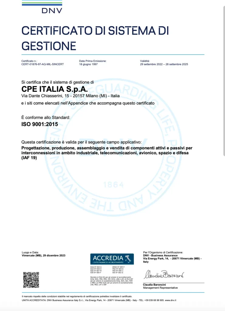 CPE Italia ISO_9001-ITA-CERT-01876-97-AQ-MIL-SINCERT-6-20250319